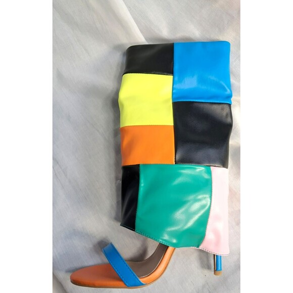 New Cape Robbin Parrish Multi Open Pointed Toe Stiletto Heel Foldover Boots Sz 6 - Picture 5 of 10